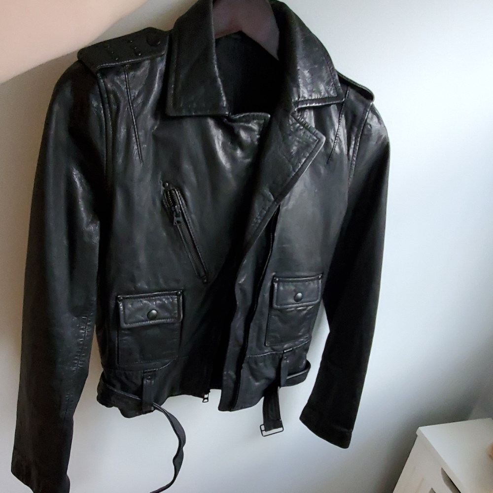 Levi's goat lamb leather motorcycle jacket women's